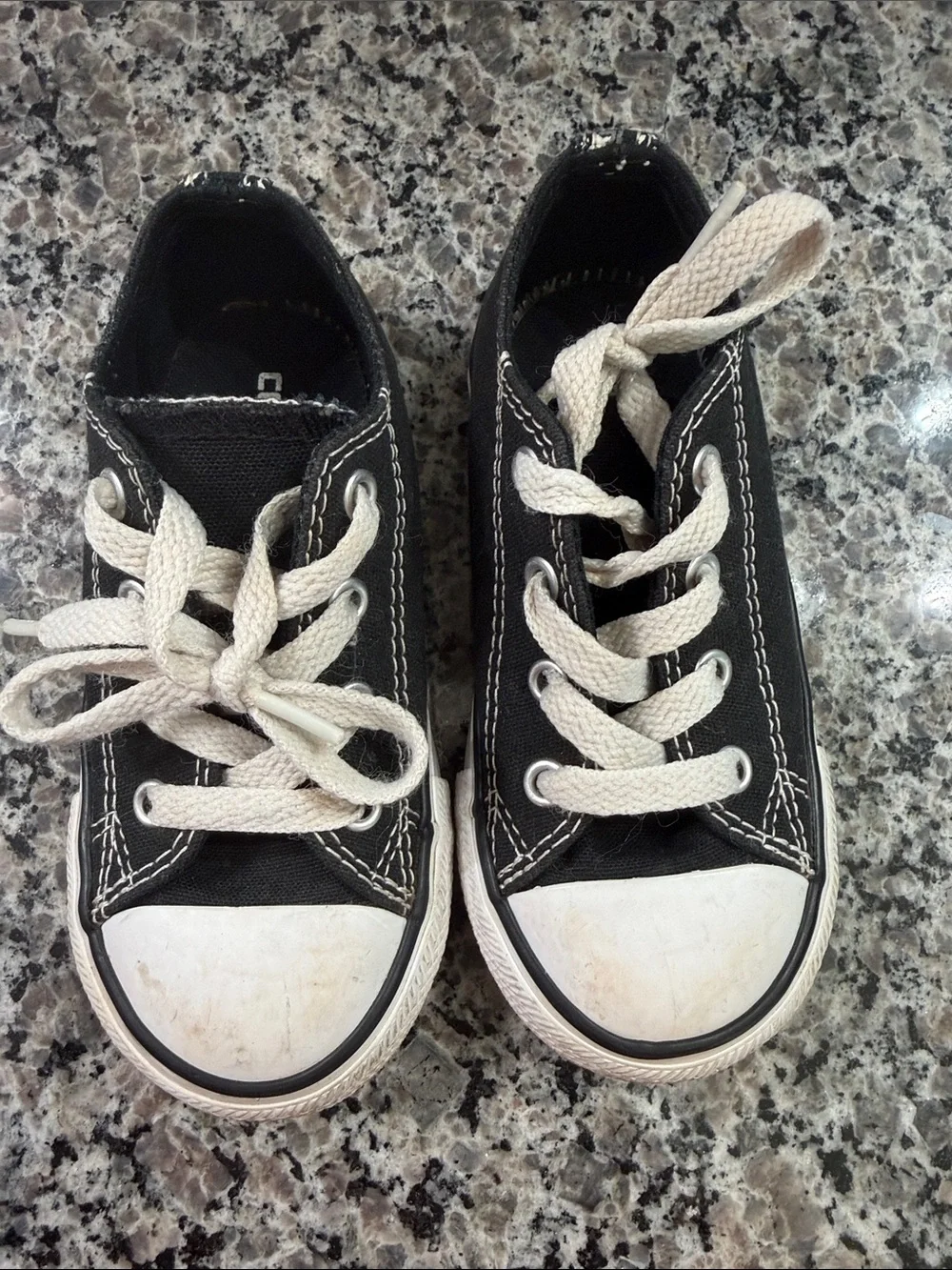 Converse Black Canvas Kids Sneakers with White Laces